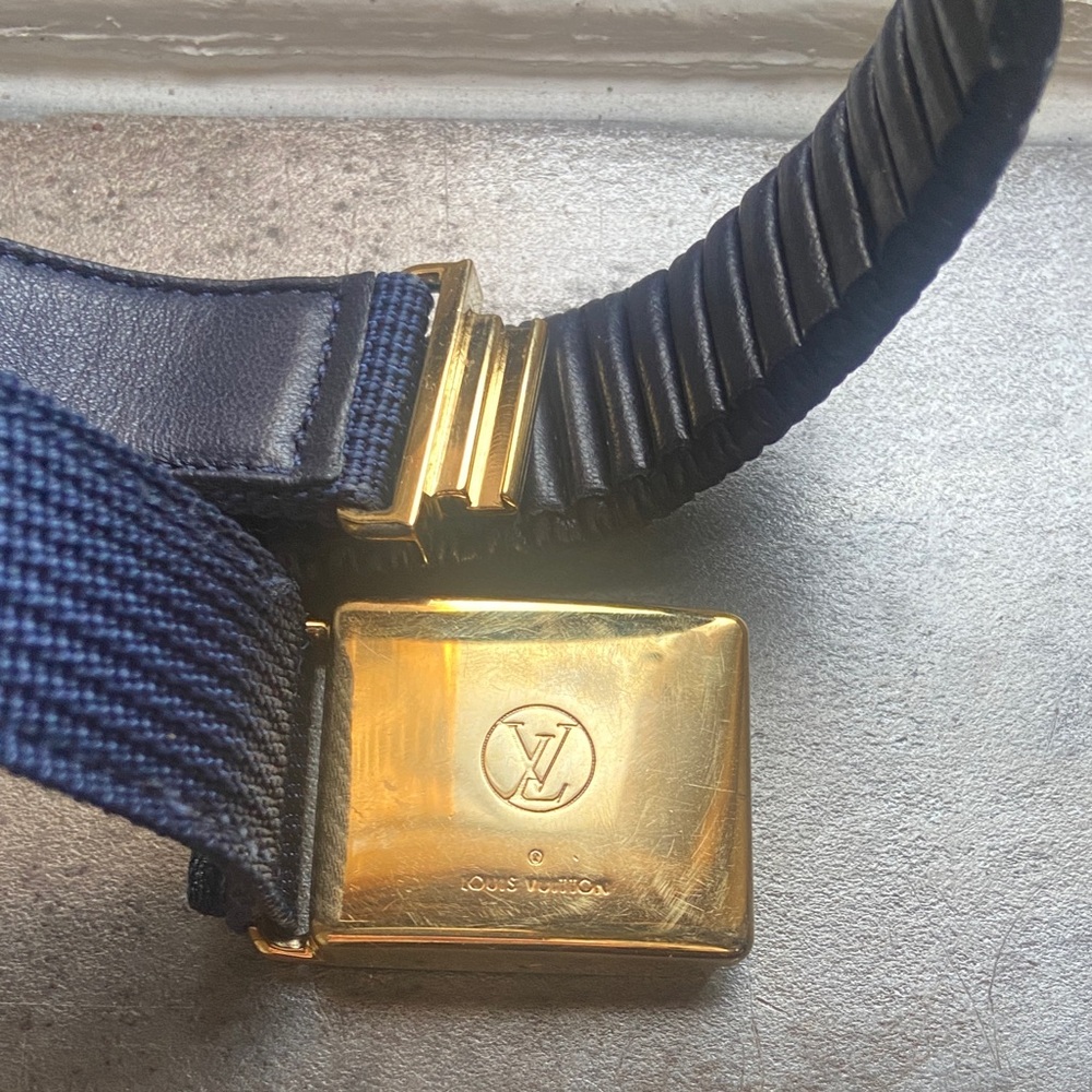 Louis Vuitton Gold Buckle with Navy Strap